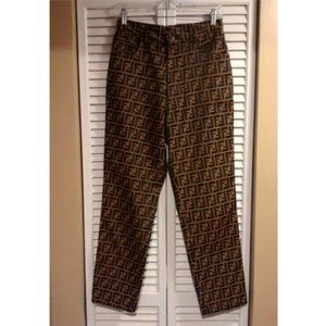 Authenticated Vintage 90s Fendi Roma Zucca Pants with COA, Pre-Owned